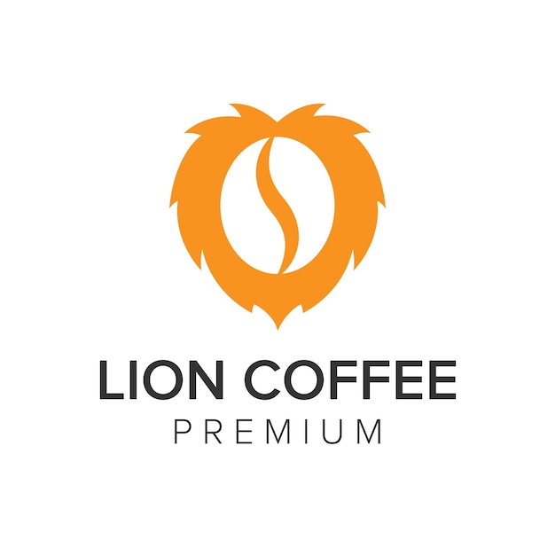 Modello di vettore dell'icona del logo dello spazio negativo del caffè del leone