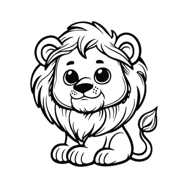 Vector lion coloring page for kids vector outline illustration