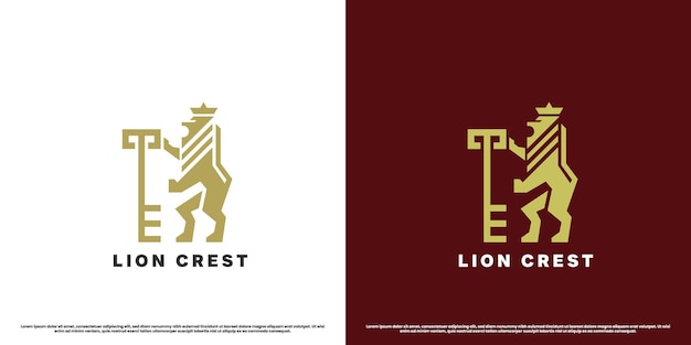 Lion crest logo ontwerp illustratie Eenvoudig plat silhouet van een heraldisch wild dier met leeuwensleutel