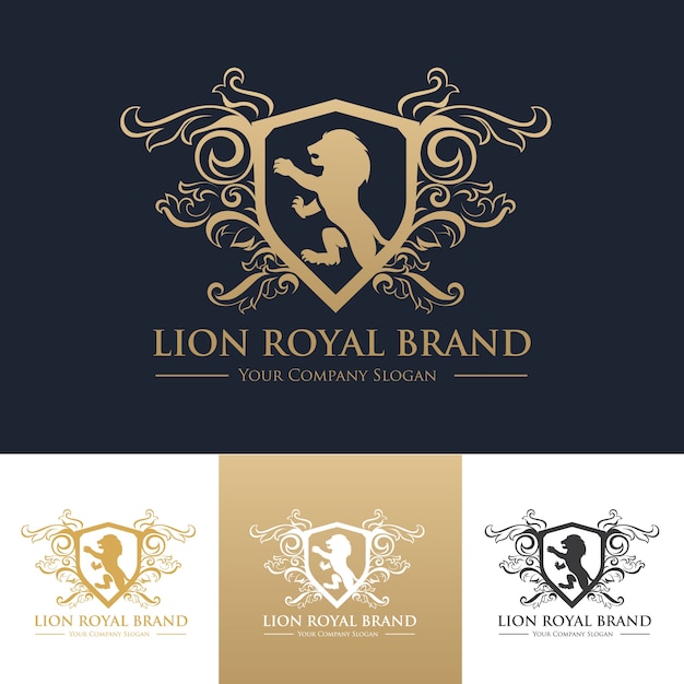 Lion crests logo. design logo set di lusso per hotel, club sportivo, immobiliare, spa, identità di marca di moda