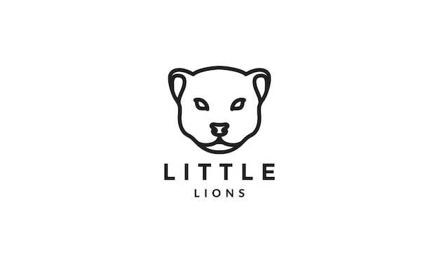 Lion cub hoofd lijn logo vector symbool pictogram ontwerp illustratie