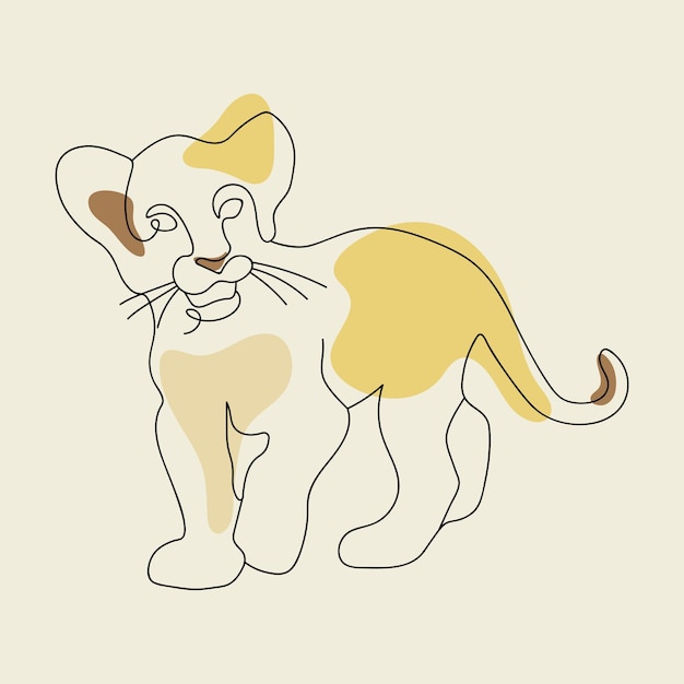 Lion cub in one line style