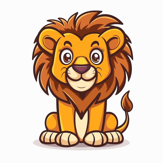 Lion Cute Animal Cartoon Mascot Character Vector Illustration