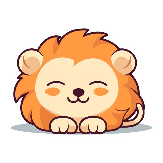 Lion Cute Animal Cartoon Mascot Character Vector Illustration