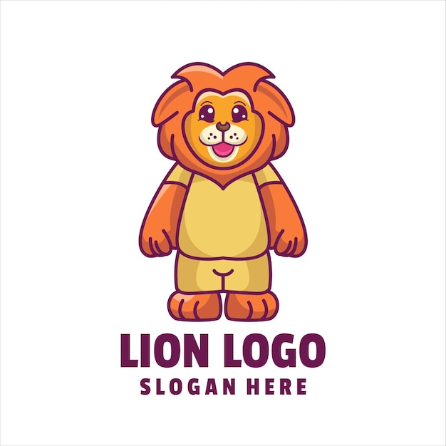 ライオンかわいい漫画のロゴのベクトル