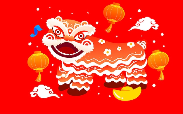 lion dance celebrations during the spring festival illustration of the new year of the tiger