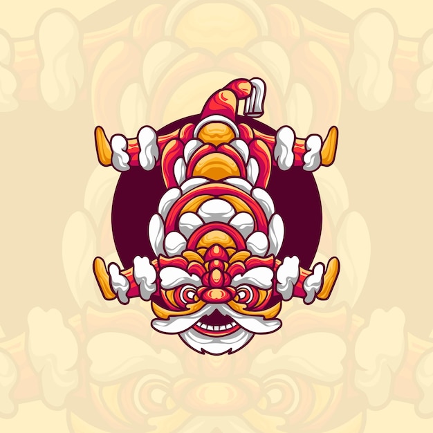 Vector lion dance chinese illustration