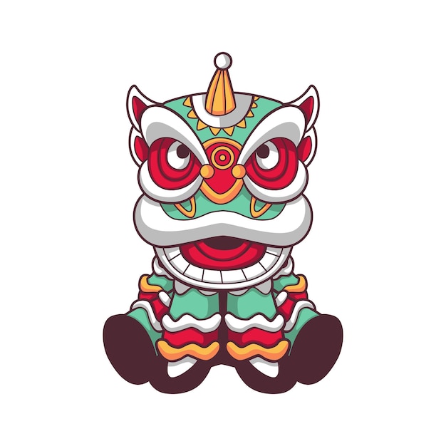 Vector lion dance cute vector illustration design