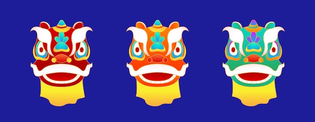 Vector lion dance head in asian festival