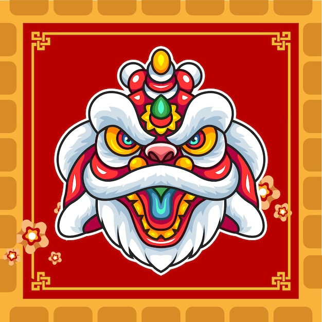 lion dance head mascot cartoon