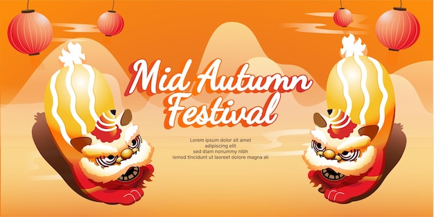 Lion dance Illustration layout design