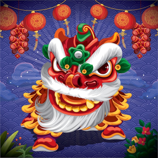 Vector lion dance