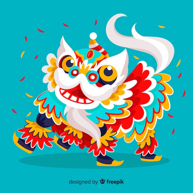 Vector lion dance