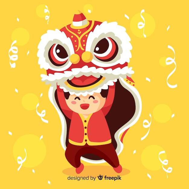 Vector lion dance