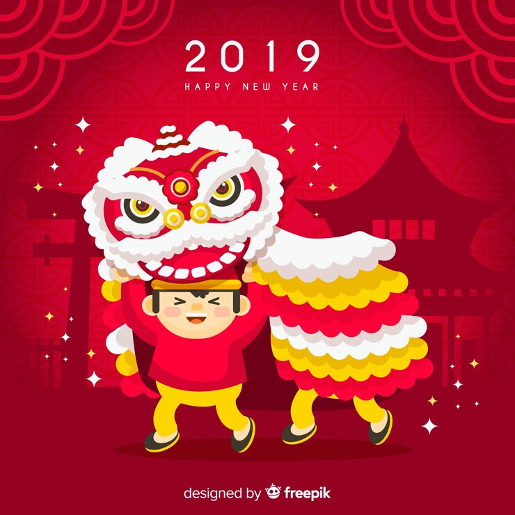 Vector lion dance