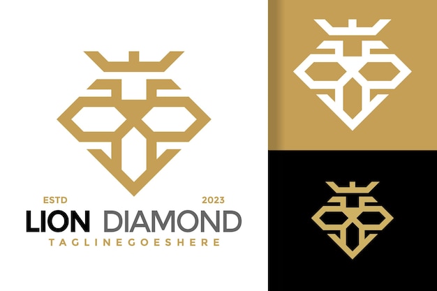 Lion diamond jewelry logo design vector symbol icon illustration