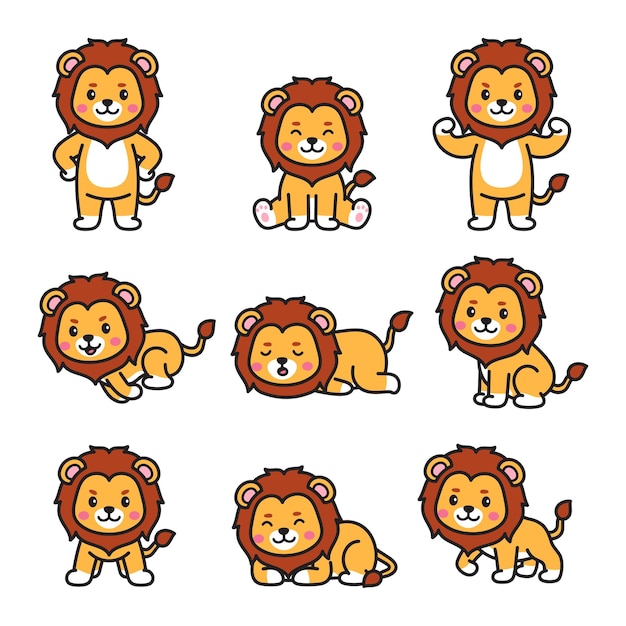 Vector lion doodle cartoon illustration