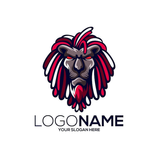 Lion dreadlocks logo design