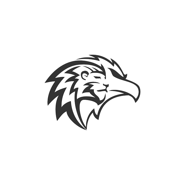 Lion Eagle Head illustration emblem mascot design Template