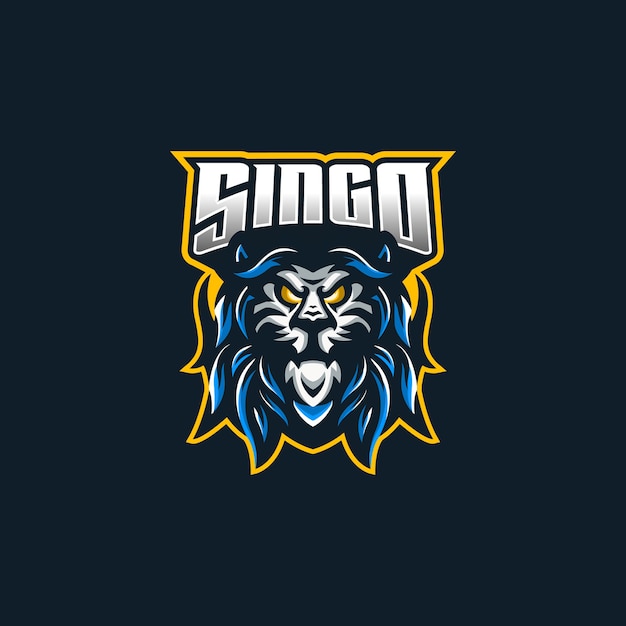 Modello di logo della mascotte di gioco lion esport