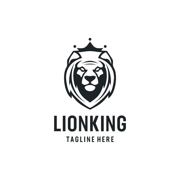 ライオンの顔の動物の頭のロゴデザインシルエットのインスピレーション