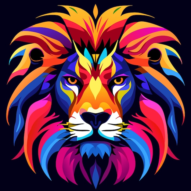 Lion Face Artwork in Vibrant Colors