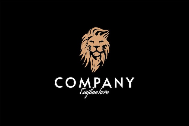 Lion face logo with luxury brown color