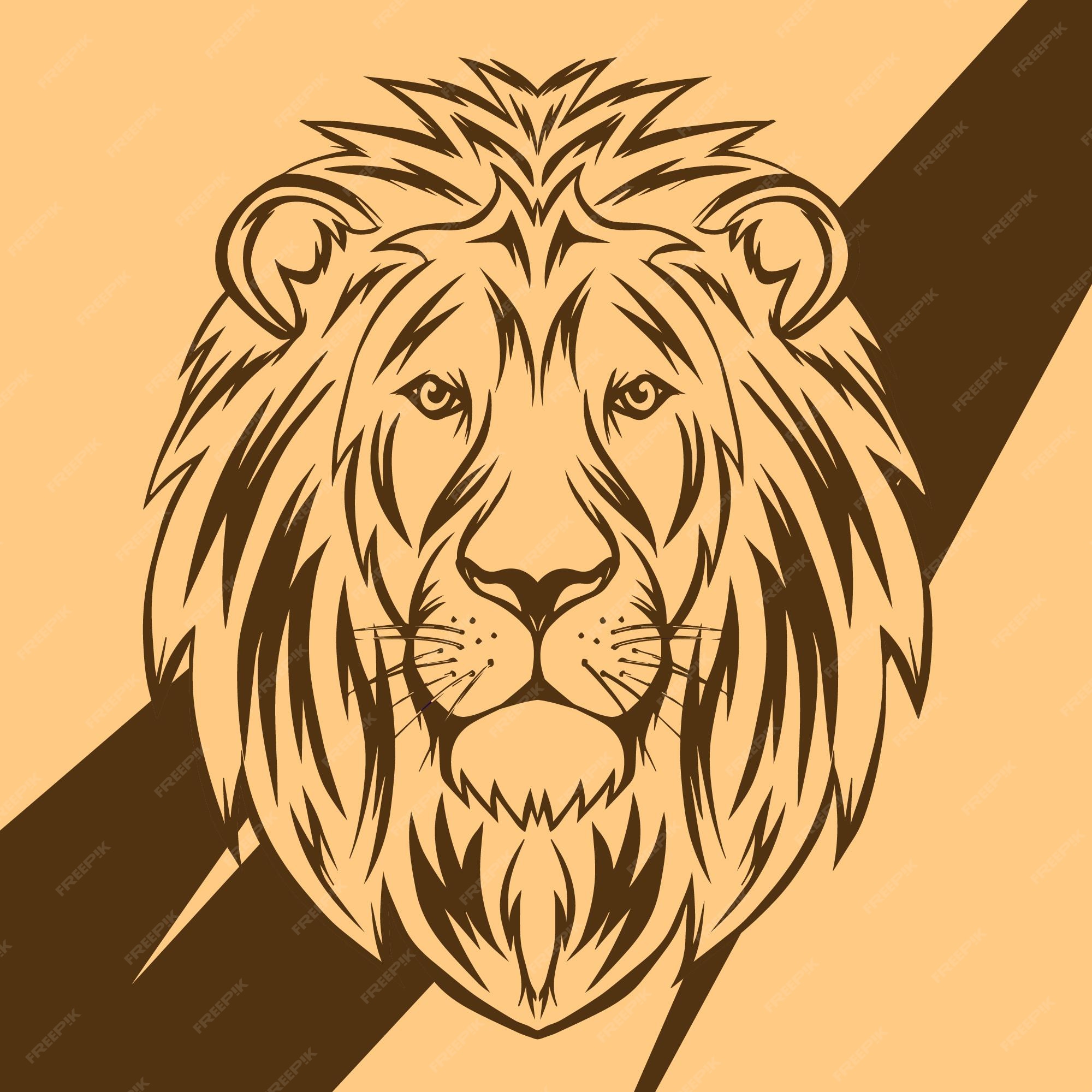 Premium Vector | Lion Face Outline Illustration