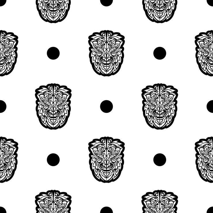 Vector lion face seamless pattern good for backgrounds prints apparel and textiles vector illustration
