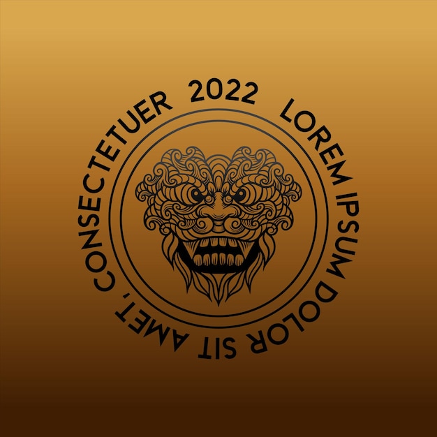 Lion Fantasy Embleem Logo Gradiënt Luxe