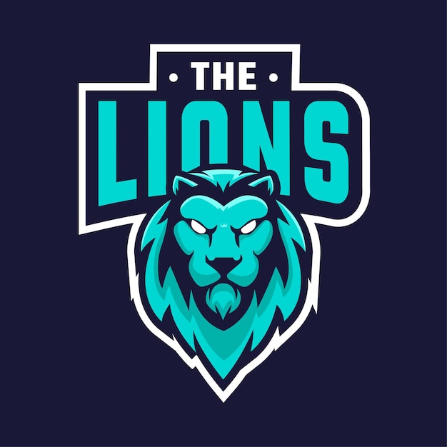 Lion flat vector logo for esport