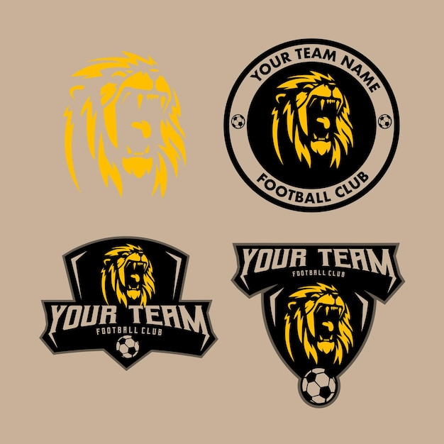 Vector lion football logo set