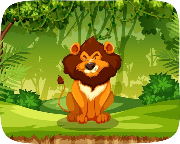 Vector a lion in forest