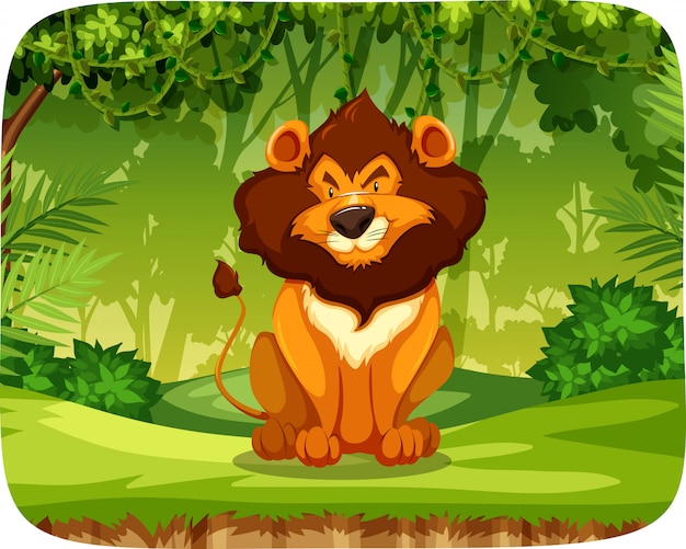 Lion in the forest