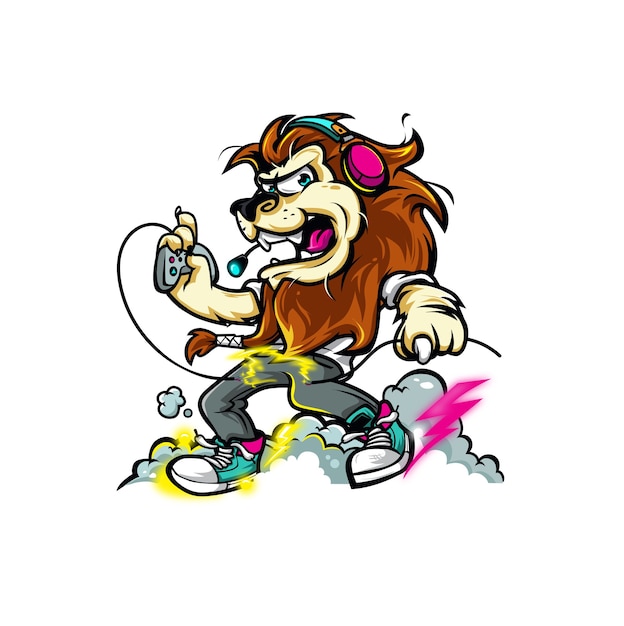 Vector lion gamer illustration