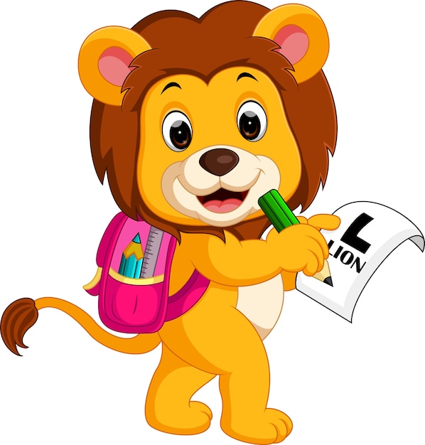 lion going to school