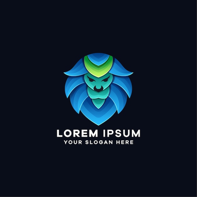 Lion gradient blue logo template