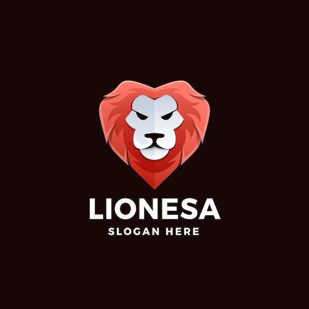 Lion Gradient Logo Vector Icon Illustration