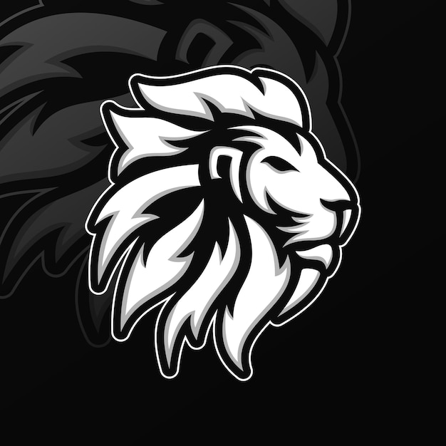 Vettore lion head black amp white logo del gioco