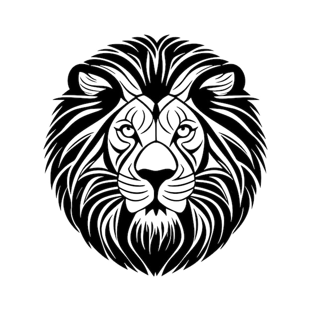 Lion head black and white vector icon