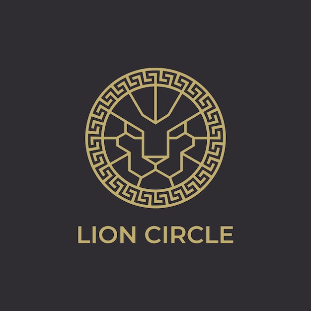 Vettore modello di logo di lion head circle