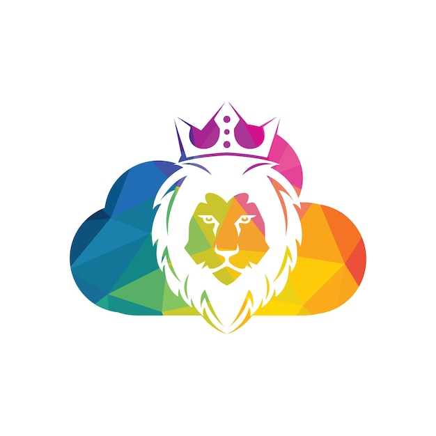 Lion head and cloud logo vector design