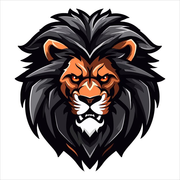 Львиная голова Cool Logo Маскот Эспорт Векторный дизайн шаблон