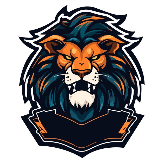 Vector lion head cool logo mascot esports vector design template