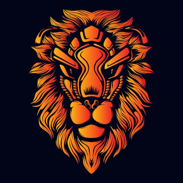 Lion head decorative face artwork illustration