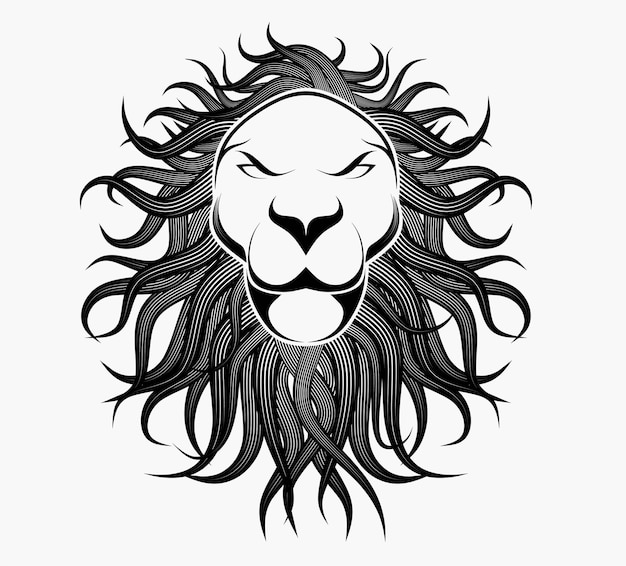 Lion head in detailed style