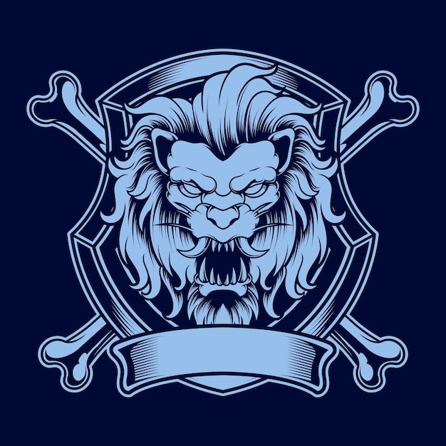 LION HEAD EMBLEM LOGO ILLUSTRATION