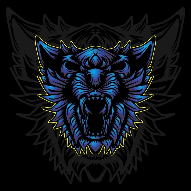 lion head esport logo blue gradient