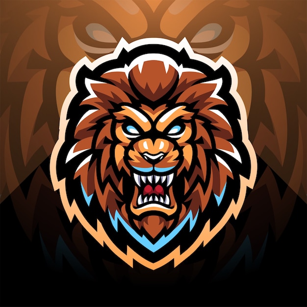 Lion head esport mascot logo design