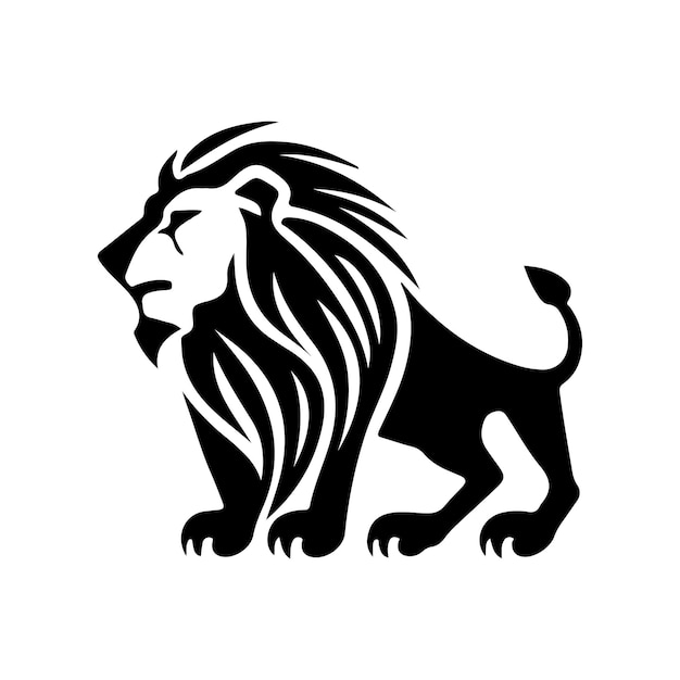 Lion head face logo silhouette black icon tattoo mascot hand drawn lion king silhouette animal